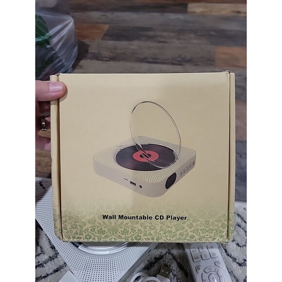 Wall Mountable CD PLAYER Music & FM Radio Bluetooth USB Remote White NEW Listbin - Picture 1 of 14